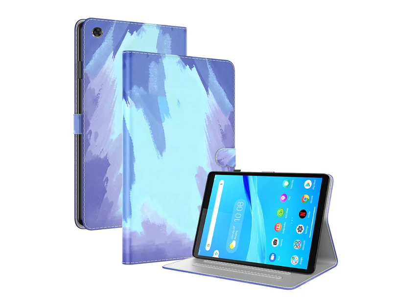 For Lenovo Tab M8(HD)TB-8505F 8505X / M8(FHD)  Voltage Watercolor  Pattern Skin Feel Magnetic Horizontal Flip PU Leather Case with  Holder(Blue) .au