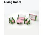 Wooden Miniature Doll House Furniture Room Set Toy Xmas Gift for Child Kids Living Room