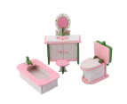 Wooden Miniature Doll House Furniture Room Set Toy Xmas Gift for Child Kids Bathroom Room