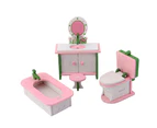 Wooden Miniature Doll House Furniture Room Set Toy Xmas Gift for Child Kids Blue Restaurant