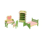 Wooden Miniature Doll House Furniture Room Set Toy Xmas Gift for Child Kids Bedroom