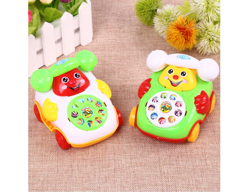 Baby Toy Cartoon Smile Pull Wire Phone Educational Developmental Kids Gift Game Random Color