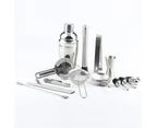 18 in 1 Stainless Steel tail Shaker Set, Oval Bamboo Base, Bar Tool Set, Specification: 750ml