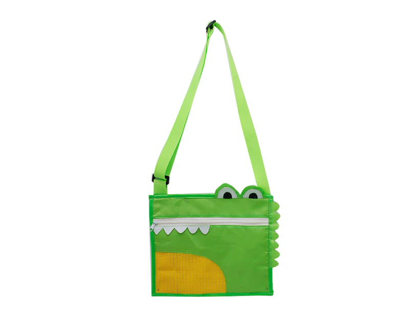 Children Sand Away Cartoon Crocodile Zipper Design Portable Sand Toys Swimming Accessories Collecting Bag for Holding Shells Green