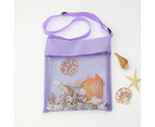 Children Sand Away Adjustable Shoulder Strap Multifunctional Foldable Mesh Beach Bag Water Toy Holder Outdoor Supplies Purple