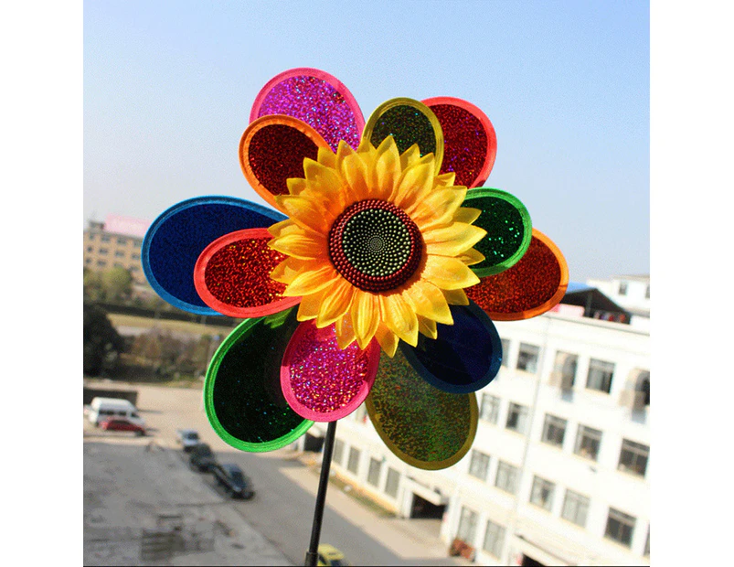 Colorful Sunflower Windmill Wind Spinner Whirligig Kids Toys Yard Garden Decor Random Color