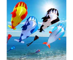 3D Soft Whale Frameless Flying Kite Outdoor Sports Toy Children Kids Funny Gift White-Black