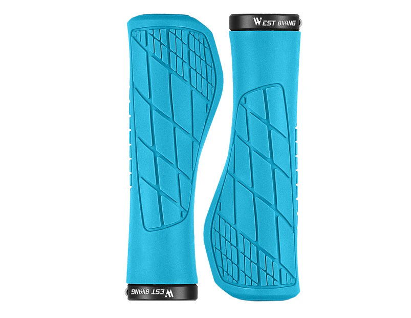 1 Pair Bike Grip Cover Reduce Shock Anti-Slip Ergonomics Handle Bicycle Soft Rubber MTB Road Shockproof Handlebar for Outdoor Blue