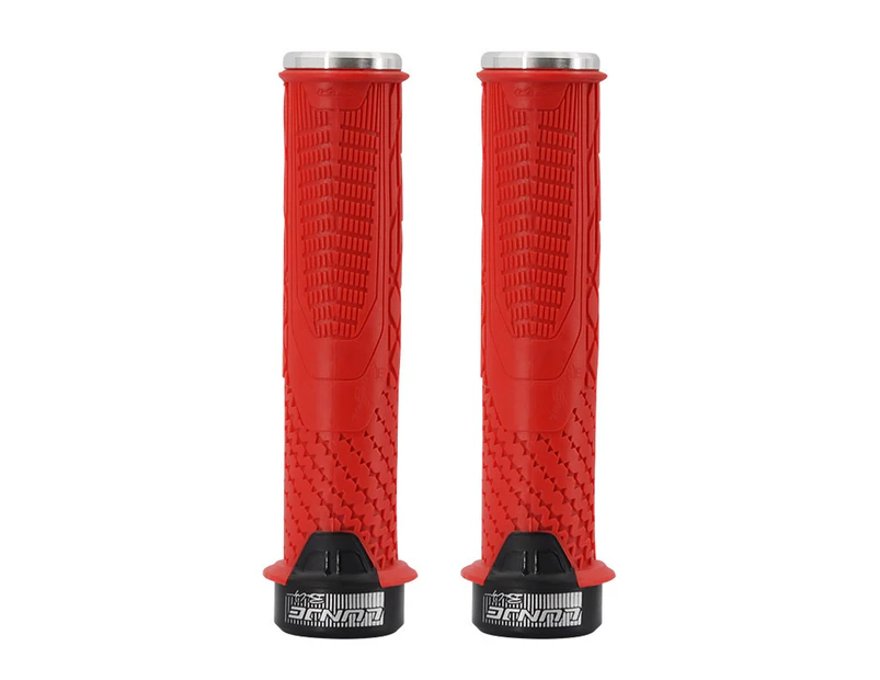 1 Set Locking Bike Grips Lightweight TPR Rubber Impact-resistant Handle Grips for MTB Red