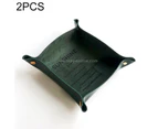2 PCS Desktop Leather Folding Storage Box Porch Key Storage Box Jewelry Cosmetics Sundries Storage Tray, Colour: Dark Green Large