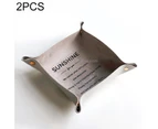 2 PCS Desktop Leather Folding Storage Box Porch Key Storage Box Jewelry Cosmetics Sundries Storage Tray, Colour: Gray Large