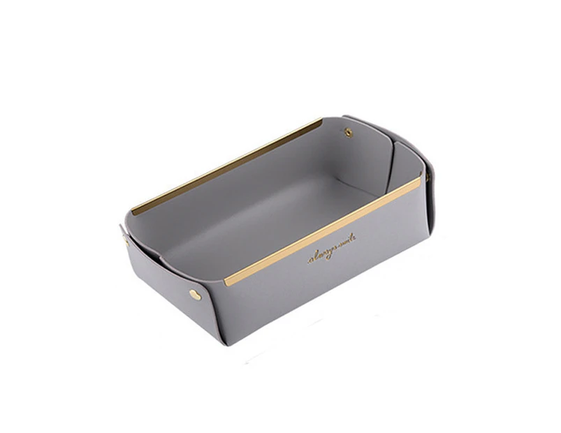 Desktop Leather Storage Basket Sundries Jewelry Key Storage Box, Size: Small (Gray)