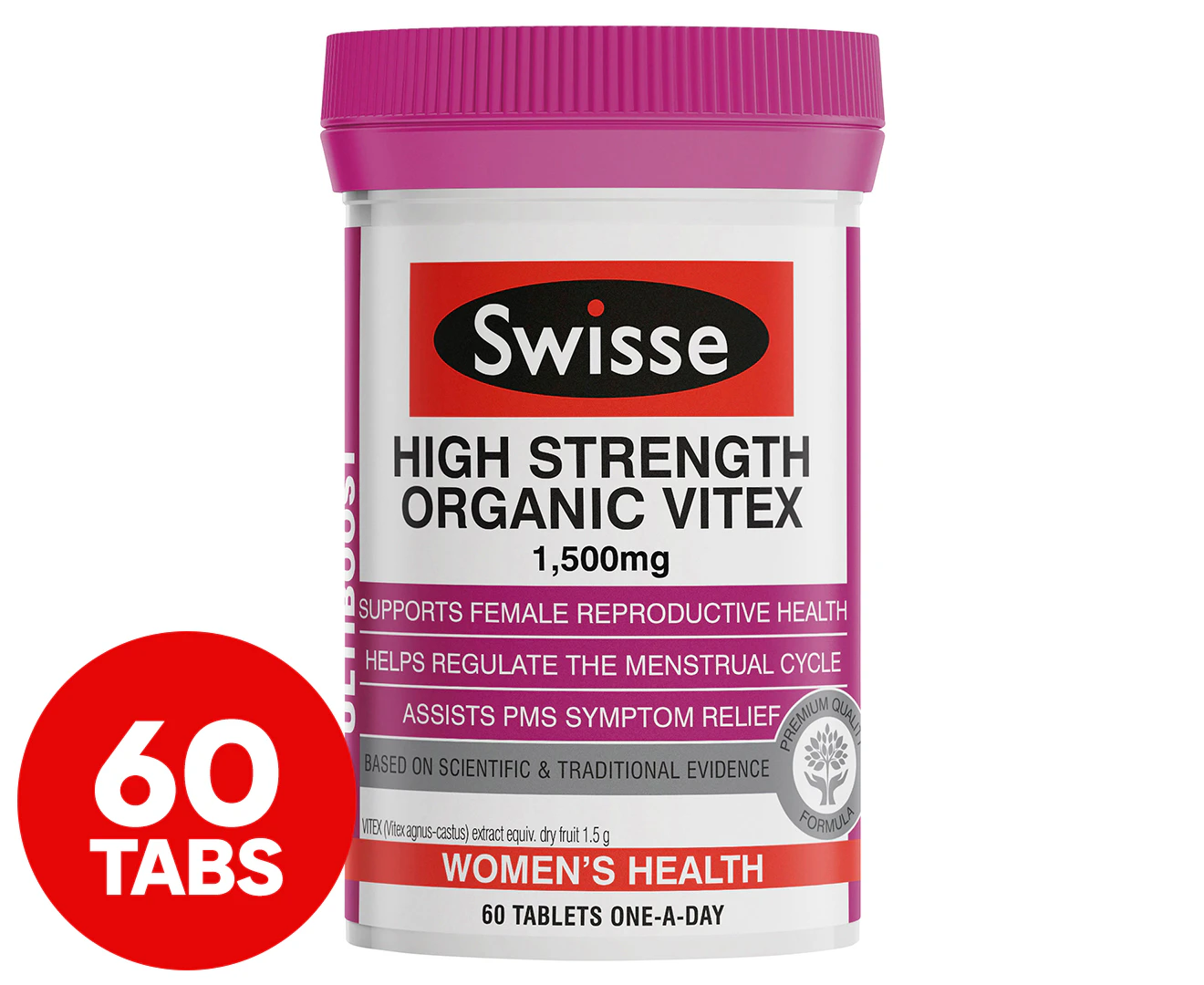 Swisse Ultiboost High Strength Organic Vitex 1500mg 60 Tabs