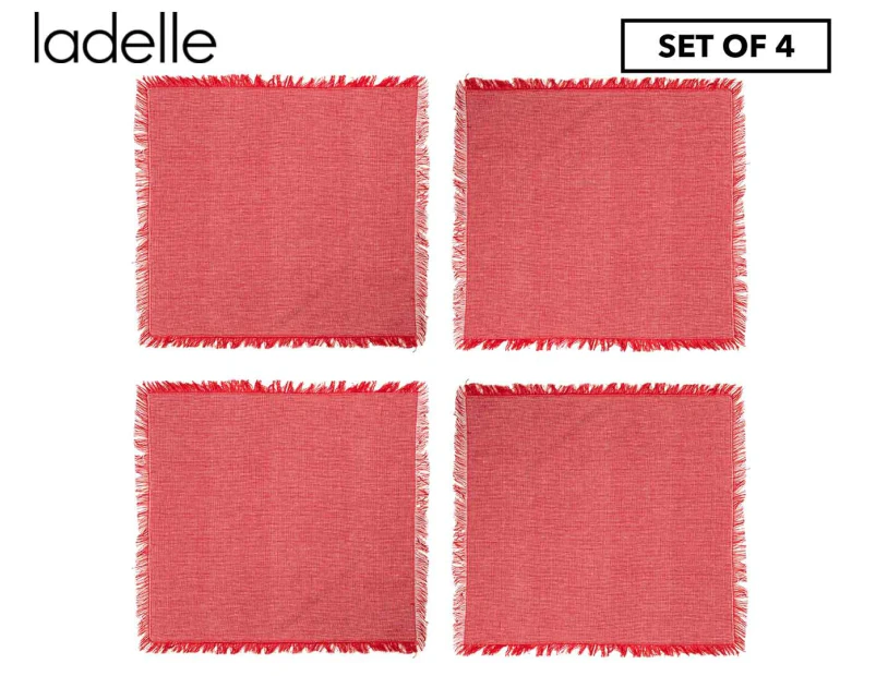 Set of 4 Ladelle Check Napkins - Red