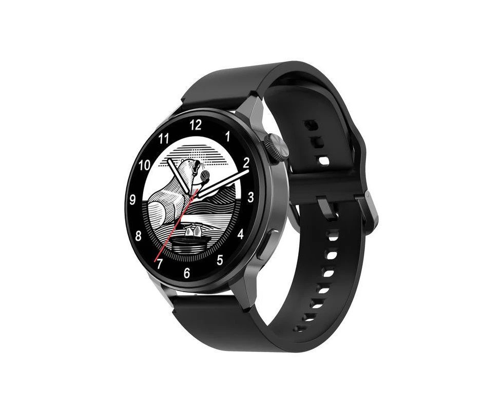 Smart Watch Men Sport NFC GPS Track Watches Women Wireless Charging Custom Dial Call Heart Rate ECG Smartwatch - Black Silicone Strap