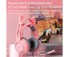 Gaming Headset RGB Light PC Wired Stereo Headphones Pink Cat Ear with Microphone for Laptop/ PS4/Xbox One Controller - Purple