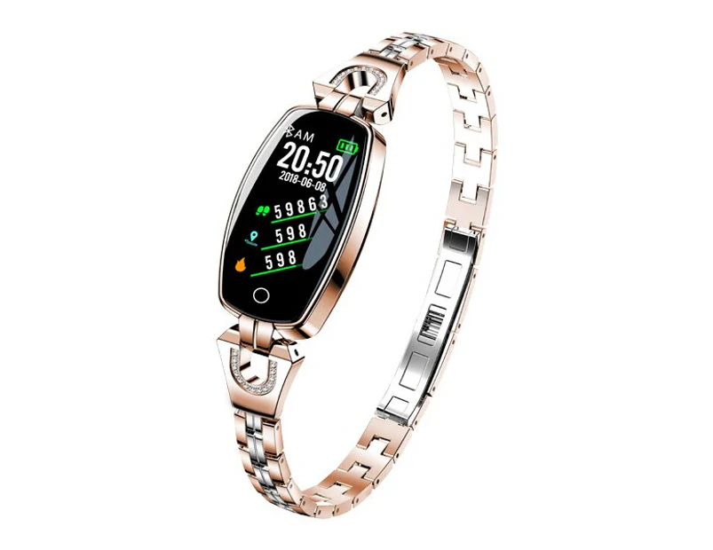Smart Watch Women Fashion Band Waterproof Fitness Tracker Bracelet Heart Rate Monitoring Gift for Girls Lady Watches H8 - Silver