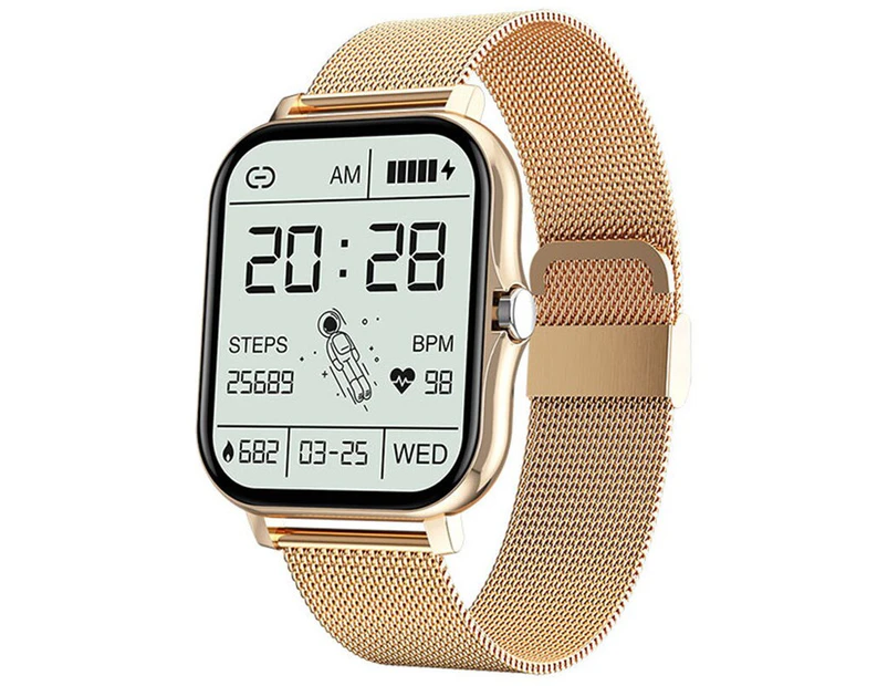 Smart Watch Men Women Bluetooth Call 1.69 Inch Big Screen Sport Heart Rate Monitor Smartwatch GT20 - Gold Steel Color