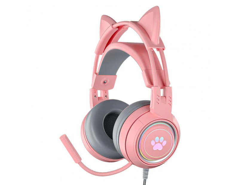 Wired Headphones With Microphone Cute Cat Ear Over Ear Gaming