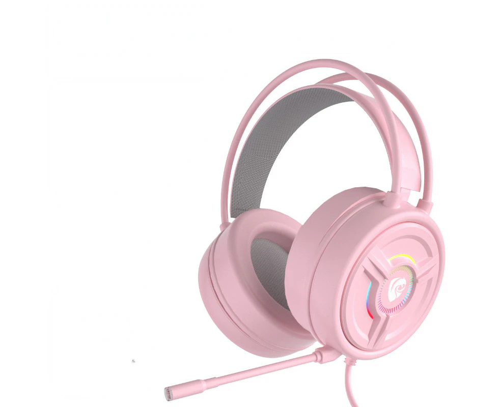 Gaming Headset Professional Led Wired Gamer Headphones With Mic For PS4 PS5 Xbox Computer PC Earphone With Volume Control - Pink