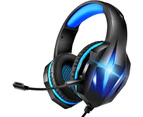 Gaming Headset Wired Headphones with Microphone PC Laptop 50mm Drivers Over Ear Earphone for PS4/5/Xbox One S Mac - Blue