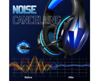 Gaming Headset Wired Headphones with Microphone PC Laptop 50mm Drivers Over Ear Earphone for PS4/5/Xbox One S Mac - Blue