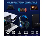 Gaming Headset Wired Headphones with Microphone PC Laptop 50mm Drivers Over Ear Earphone for PS4/5/Xbox One S Mac - Blue