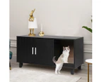 Pawz Enclosed Cat Litter Cabinet Box Furniture Scratch Board Side Table Black - Black