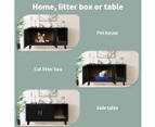 PaWz Enclosed Cat Litter Cabinet Box Furniture Scratch Board Side Table Black