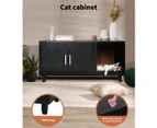 PaWz Enclosed Cat Litter Cabinet Box Furniture Scratch Board Side Table Black