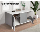 Pawz Enclosed Cat Litter Cabinet Box Furniture Scratch Board Pet House Table Grey - Grey