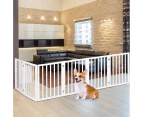 Pawz Wooden Pet Gate Dog Fence Safety Stair Barrier Security Door 6 Panels White