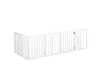 Pawz Wooden Pet Gate Dog Fence Safety Stair Barrier Security Door 6 Panels White