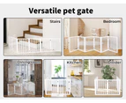 Pawz Wooden Pet Gate Dog Fence Safety Stair Barrier Security Door 6 Panels White