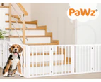 Pawz Wooden Pet Gate Dog Fence Safety Stair Barrier Security Door 6 Panels White