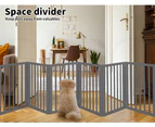 Pawz Wooden Pet Gate Dog Fence Safety Stair Barrier Security Door 6 Panels Grey