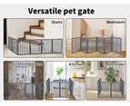 Pawz Wooden Pet Gate Dog Fence Safety Stair Barrier Security Door 6 Panels Grey