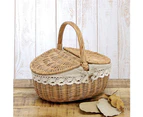 Handwoven Rattan Outdoor Picnic Camping Storage Basket Shopping Holder with Lid Coffee