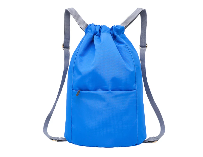 Basketball Bag Drawstring Foldable Water-proof Large Capacity Men Women Backpack Outdoor Activities Light Blue