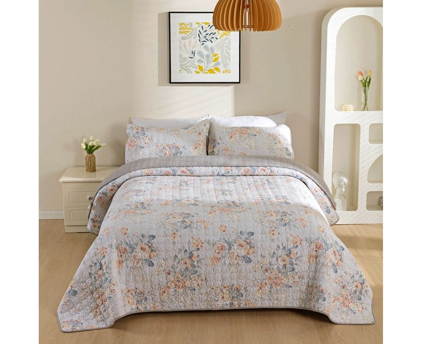 100% Cotton Lightly Quilted Coverlet Set Cassidy Queen 230 x 250 cm