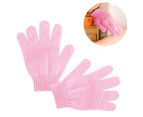Exfoliating Dual Texture Bath Gloves for Shower, Spa, Massage & Body - Pink