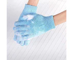 Exfoliating Dual Texture Bath Gloves for Shower, Spa, Massage and Body Scrubs, Dead Skin Cell Remover, Gloves with Hanging Loop (1 Pair Glove) - Blue