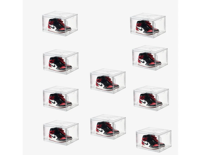 10Pcs Premium Sneaker Display Shoe Box Storage Case transparent Boxes Side Stackable