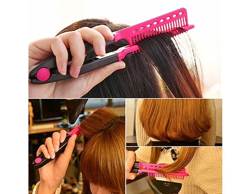 Girl's Fashion V Type Hair Straightener Comb DIY Salon Hairdressing Styling Tool