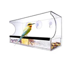 Transparent Acrylic Window Bird Feeder Removable Seed Tray Suction Cup Outdoor