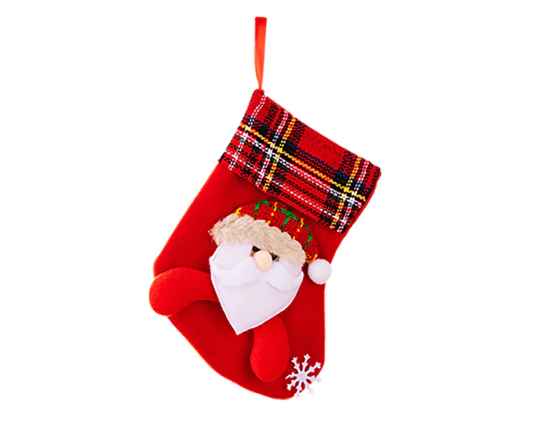 Christmas Stocking Small Size Plaid Cartoon Santa Claus/Elk/Snowman/Bear  Super Soft Scene Layout Cute Hanging Xmas Tree Gift Bag Pendant for Party |  .au