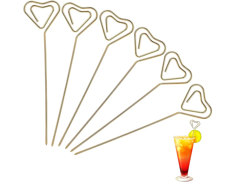 6PCS Cocktail Picks, Fancy Decorative Cocktail Toothpicks, Reusable Mental Toothpicks Skewers