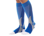 Men's Women's Compression Knee High Stockings Relief Calf Leg Support Socks Blue