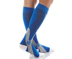 Men Women Breathable Running Sports Leg Support Compression Stretch Socks Blue