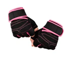 1 Pair Fitness Gloves Breathable Antiskid Wear Resistant Weight Lifting Sports Equipment Dumbbell Extended Wrist Gloves for Men Women Pink
